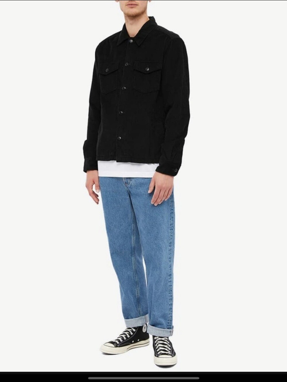 Corridor NYC Mens Corduroy Military Chore Jacket Black Large Cotton Designer